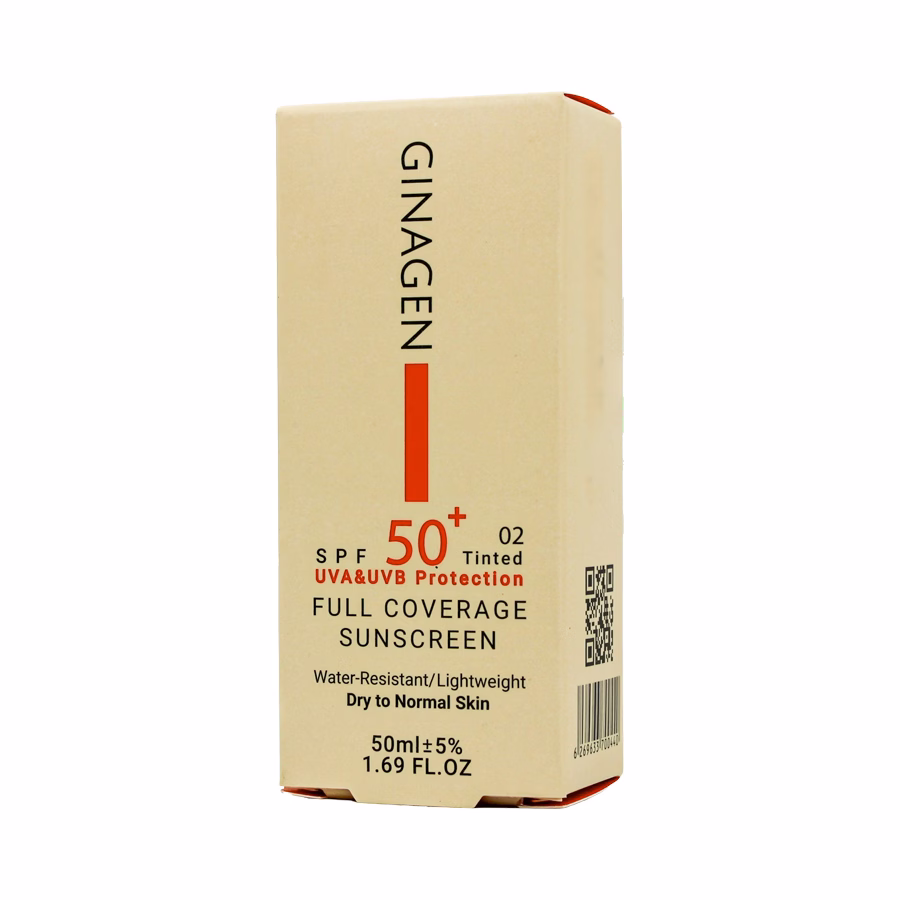 کرم ضد آفتاب رنگی ژیناژن 02 مناسب پوست خشک و نرمال با اس پی اف 50 - ft1