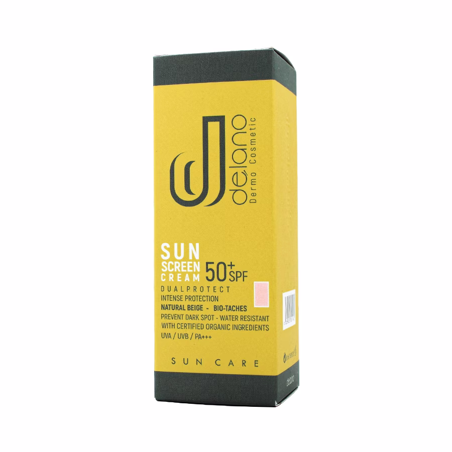 کرم ضد آفتاب رنگی بایو تاچز دلانو مناسب پوست های دارای لک بژ طبیعی اس پی اف 50