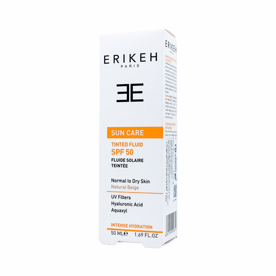 فلوئید ضد آفتاب اریکه بژ طبیعی اس پی اف 50 برای پوست های خشک و نرمال