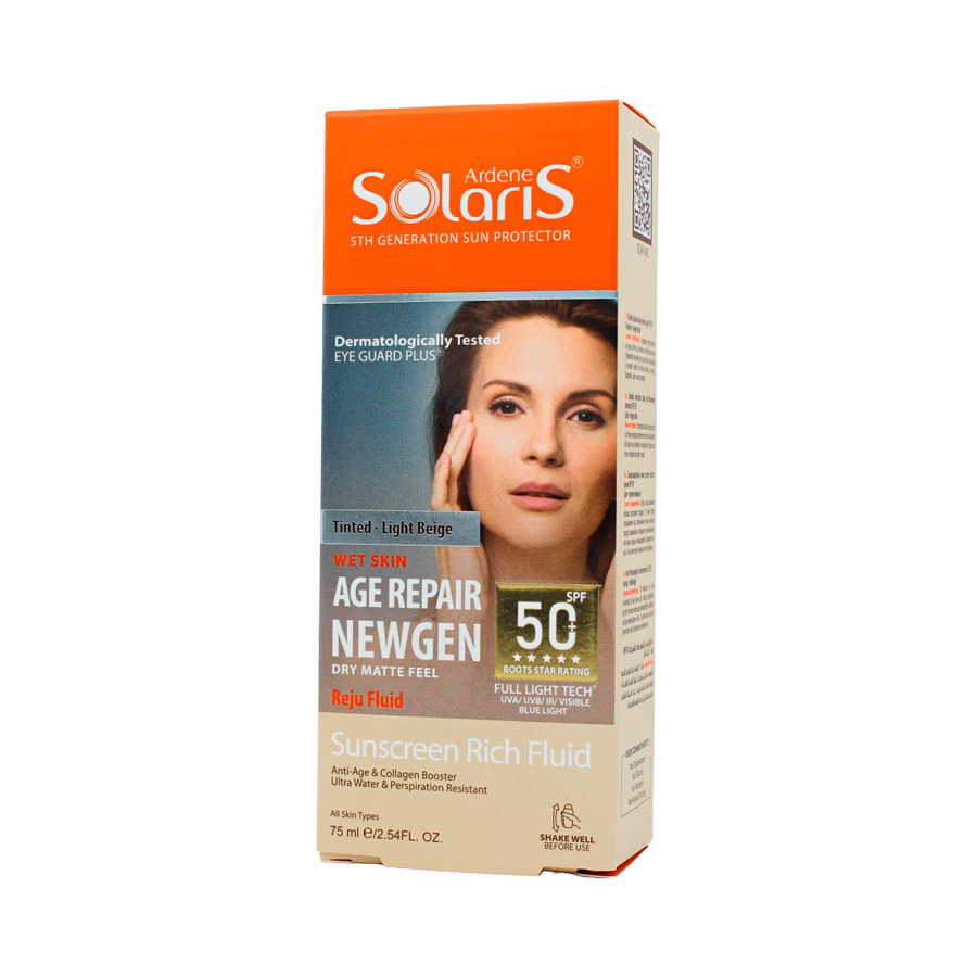 فلوئید ضد آفتاب ضد چروک رنگی ایج ریپیر نیوژن آردن سولاریس اس پی اف 50 بژ روشن