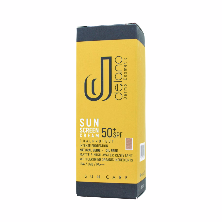 کرم ضد آفتاب رنگی فاقد چربی دلانو مناسب پوست چرب بژ طبیعی اس پی اف 50