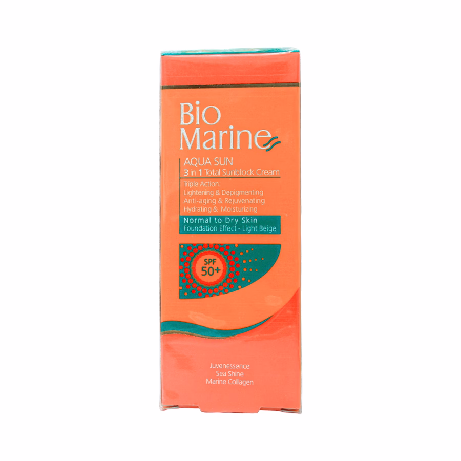کرم ضد آفتاب روشن کننده و ضد چروک آکوا سان بایومارین برای پوست های معمولی و خشک اس پی اف 50