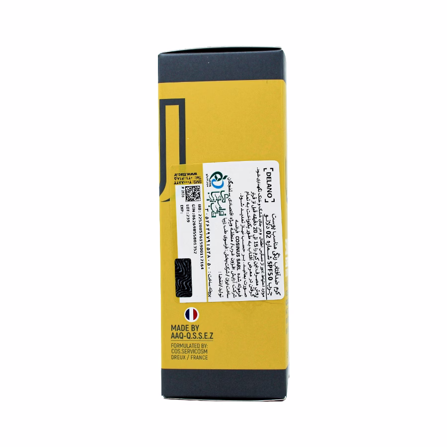 کرم ضد آفتاب رنگی فاقد چربی دلانو مناسب پوست چرب بژ طبیعی اس پی اف 50