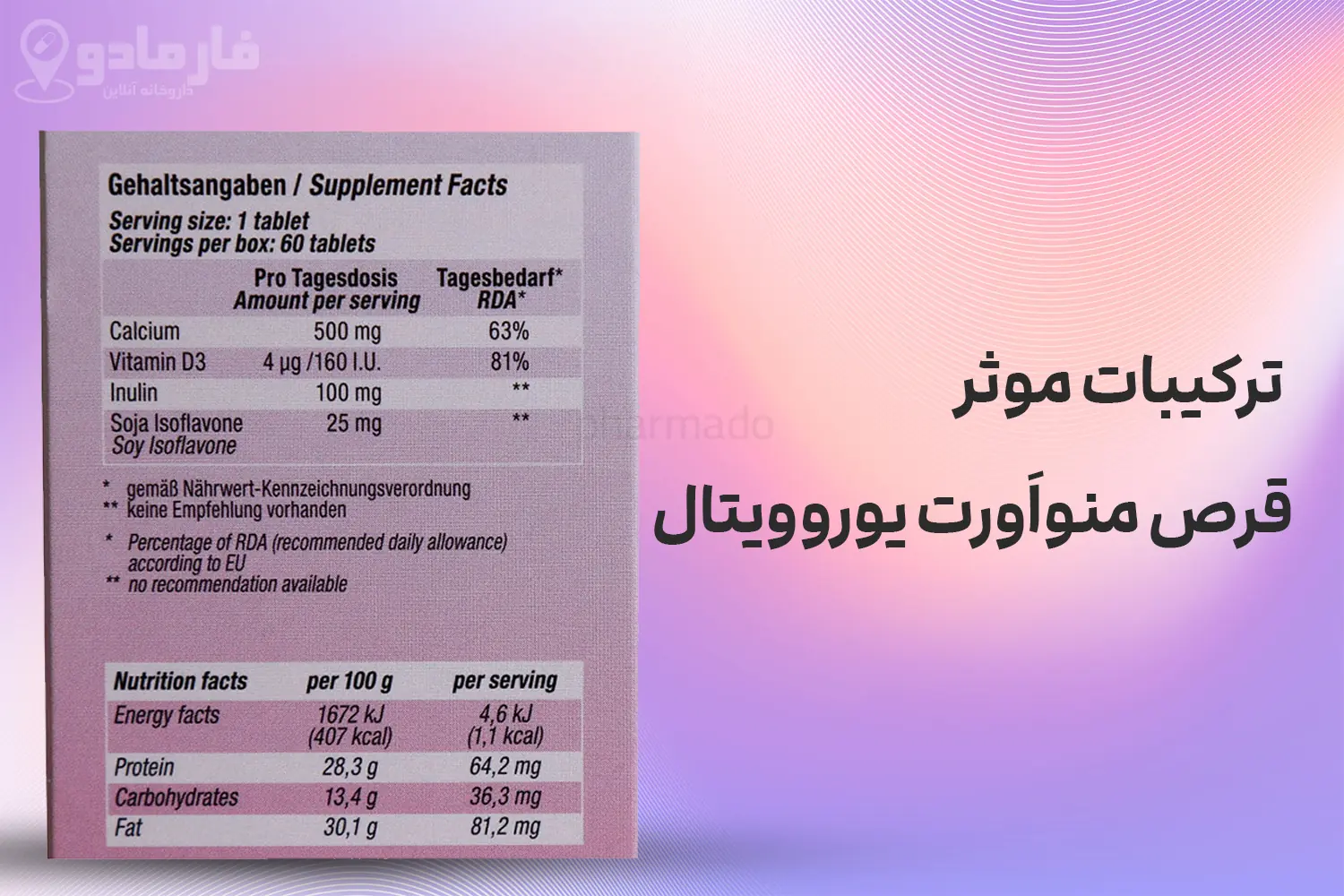 ترکیبات موثر قرص منواَورت یوروویتال