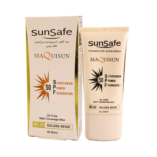 ضدآفتاب کرم پودری مکیسان NC20 سان سیف SPF50 بژ طلایی 40 گرم 3