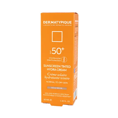 ضد آفتاب رنگی بژ طلایی پوست خشک SPF50 درماتیپیک 50 میلی لیتر