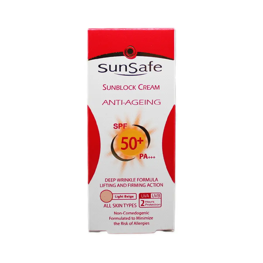 کرم ضدآفتاب ضدچروک سان سیف SPF50 بژ روشن 50 گرم 3