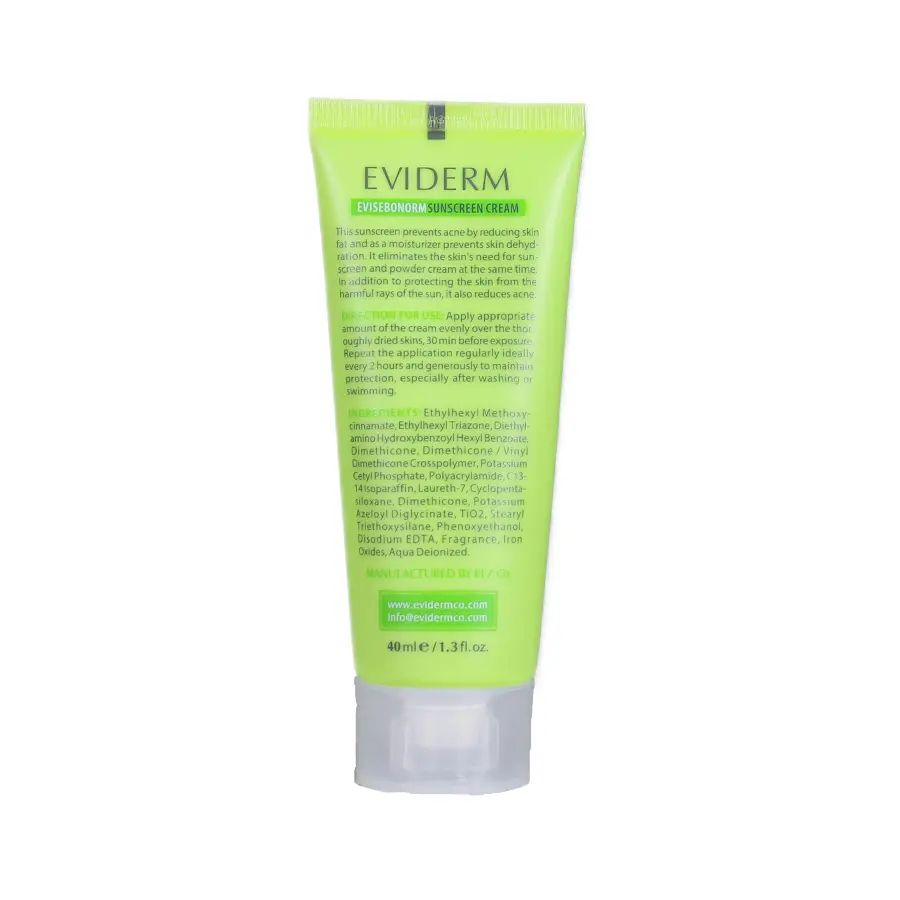 کرم ضد آفتاب پوست چرب و دارای جوش اوی سبونورم اویدرم spf50 رنگی 40 میلی لیتر 2