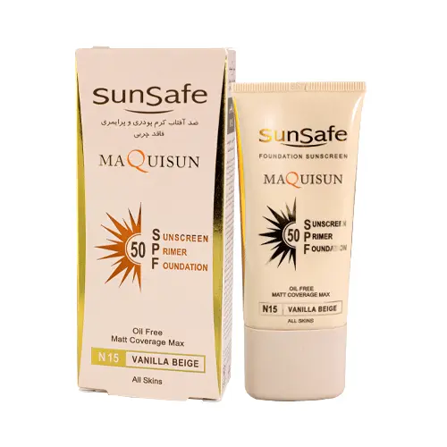 ضدآفتاب کرم پودری مکیسان N15 سان سیف SPF50 بژ وانیلی 40 گرم 1