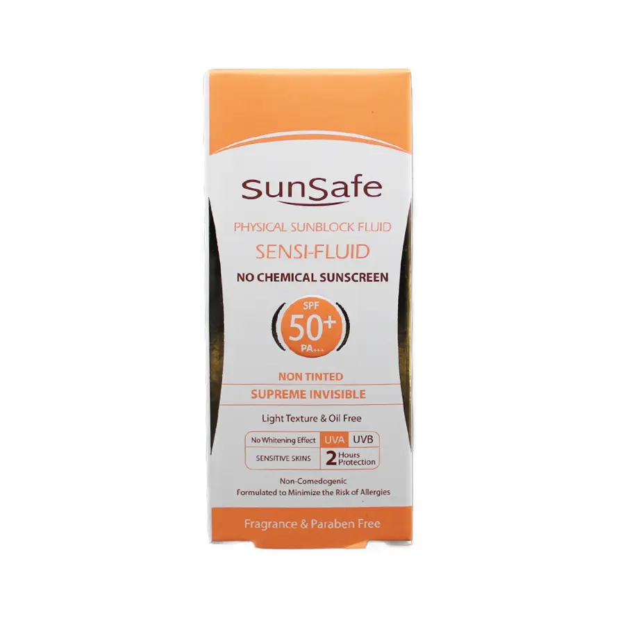 فلوئید ضدآفتاب فیزیکال سان سیف SPF50 بدون رنگ 50 میلی لیتر 3