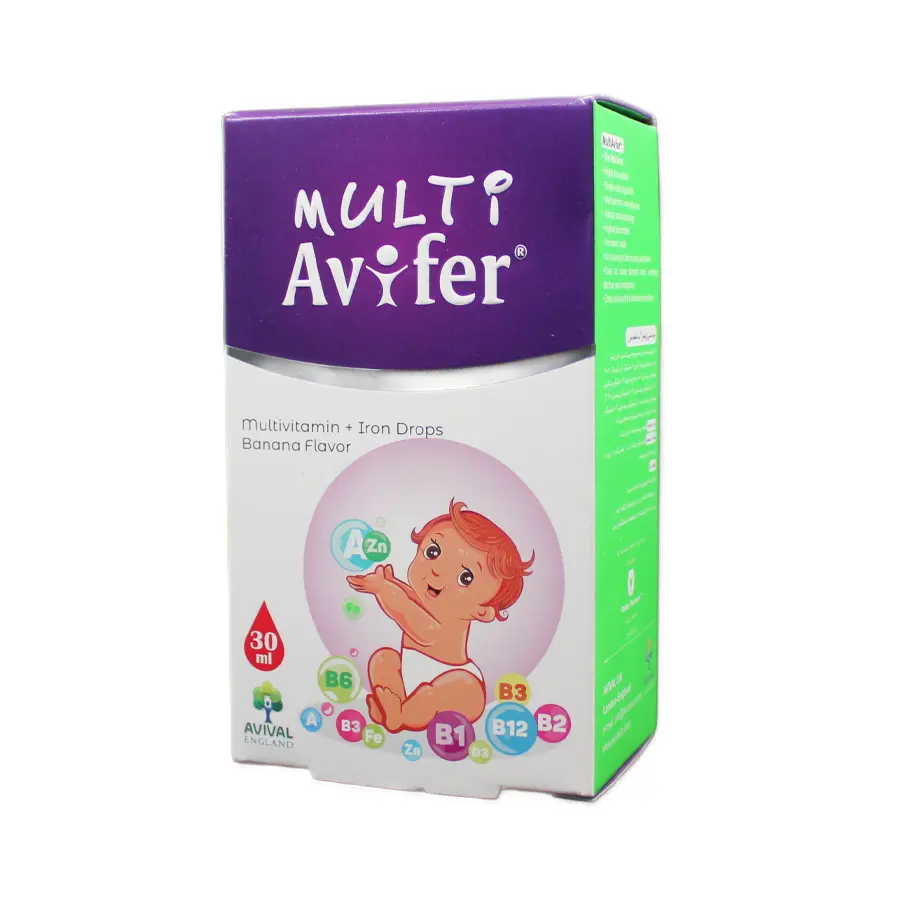 قطره خوراکی مولتی آویفر آویوال با طعم موز 30 میلی لیتر