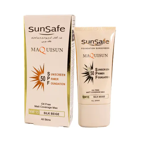 کرم ضدآفتاب پودری مکیسان NW15 سان سیف SPF50 بژ ابریشمی 40 گرم 1