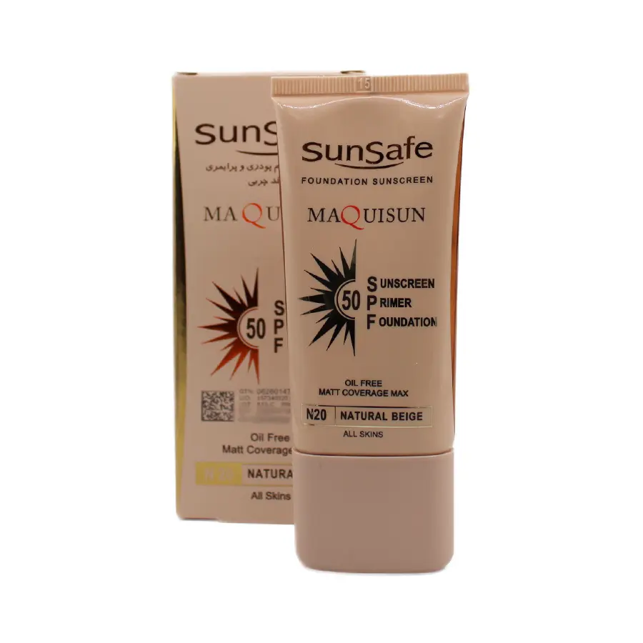 ضدآفتاب کرم پودری مکیسان سان سیف SPF50 N20 بژ طبیعی 40 گرم 1