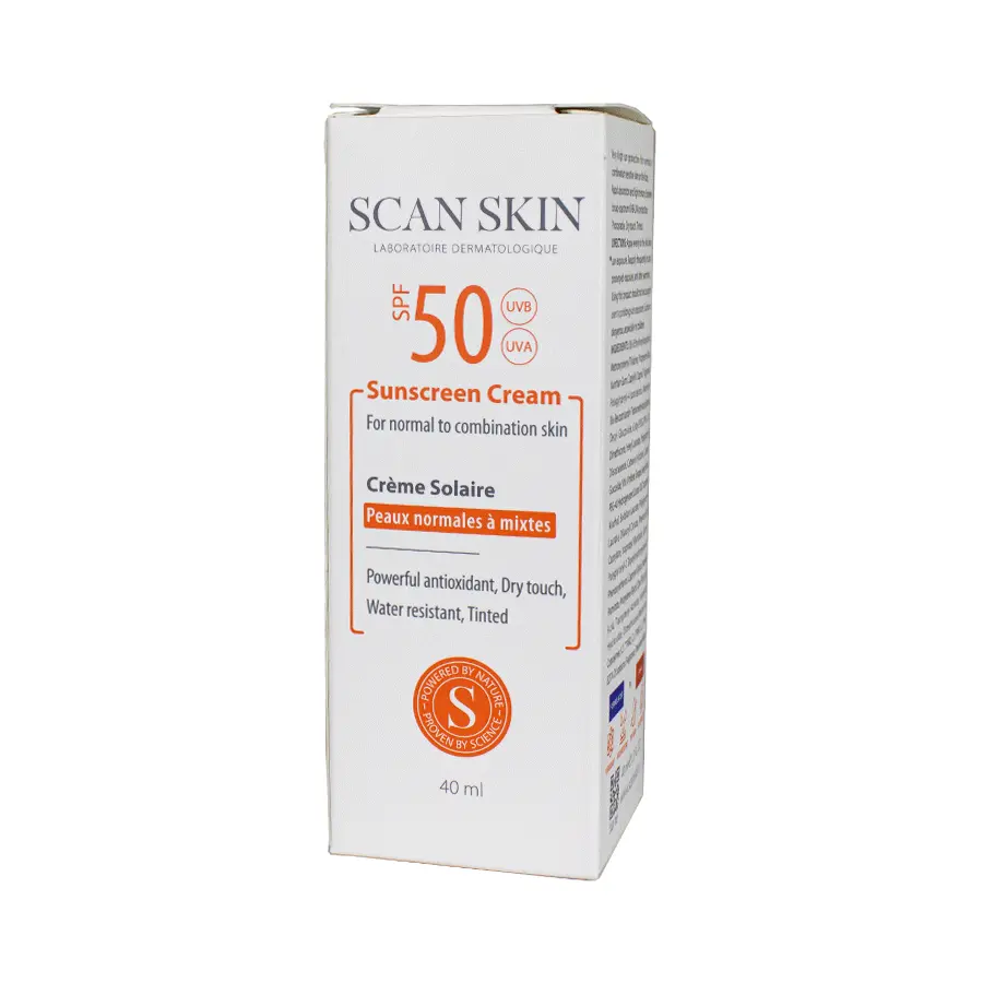 کرم ضدآفتاب SPF50 رنگی پوست نرمال تا مختلط اسکن اسکین 40 میلی لیتر