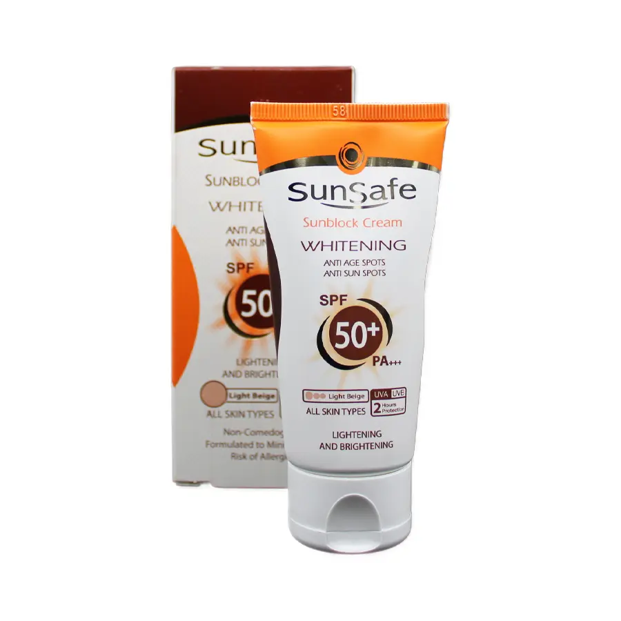 کرم ضدآفتاب روشن کننده سان سیف SPF50 بژ روشن 50 گرم 1