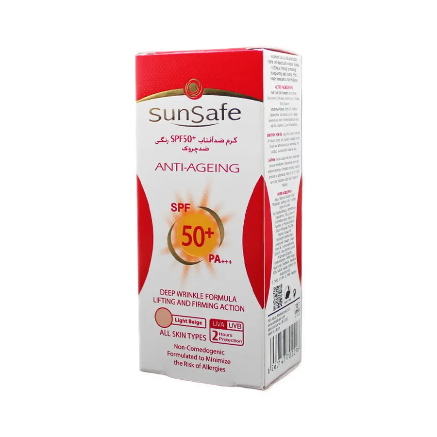 کرم ضدآفتاب ضدچروک سان سیف SPF50 بژ روشن 50 گرم