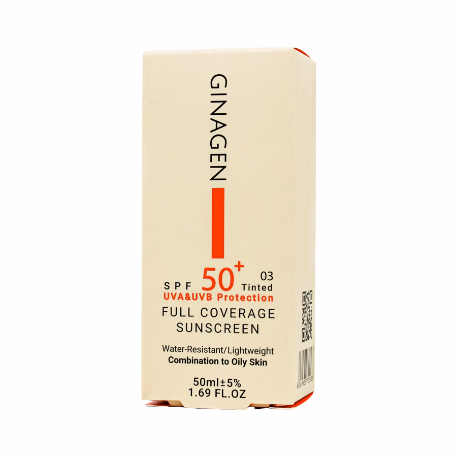 کرم ضد آفتاب رنگی 03 ژیناژن اس پی اف 50 مناسب پوست مختلط تا چرب 50 میلی لیتر
