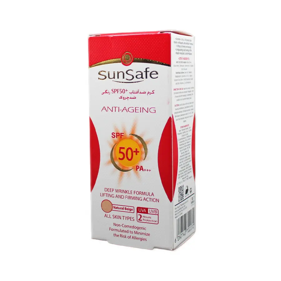 کرم ضدآفتاب ضدچروک سان سیف SPF50 بژ طبیعی 50 گرم