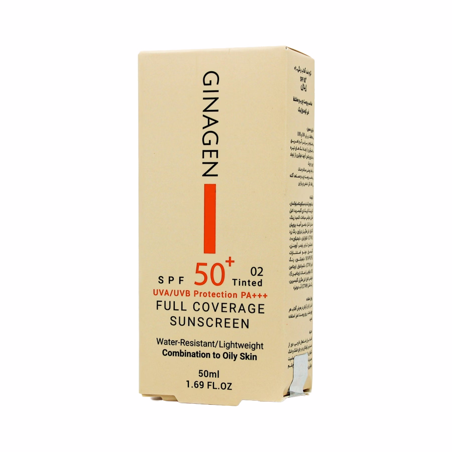 کرم ضد آفتاب رنگی 02 ژیناژن اس پی اف 50 مناسب پوست مختلط تا چرب 50 میلی لیتر