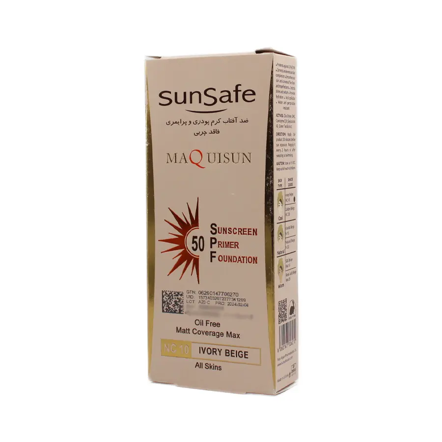 ضدآفتاب کرم پودری مکیسان سان سیف SPF50 NC10 بژ عاجی 40 گرم