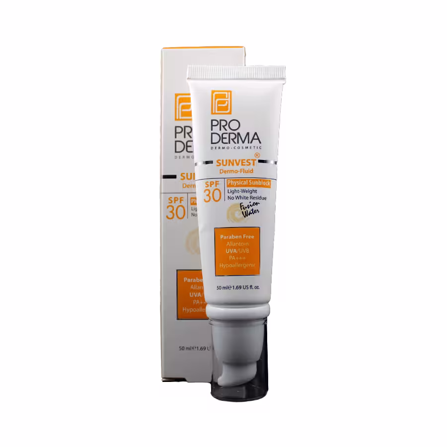 فلوئید ضدآفتاب پرودرما مناسب پوست معمولی و حساس spf30 فاقد جاذب های شیمیایی 50 میلی لیتر 7