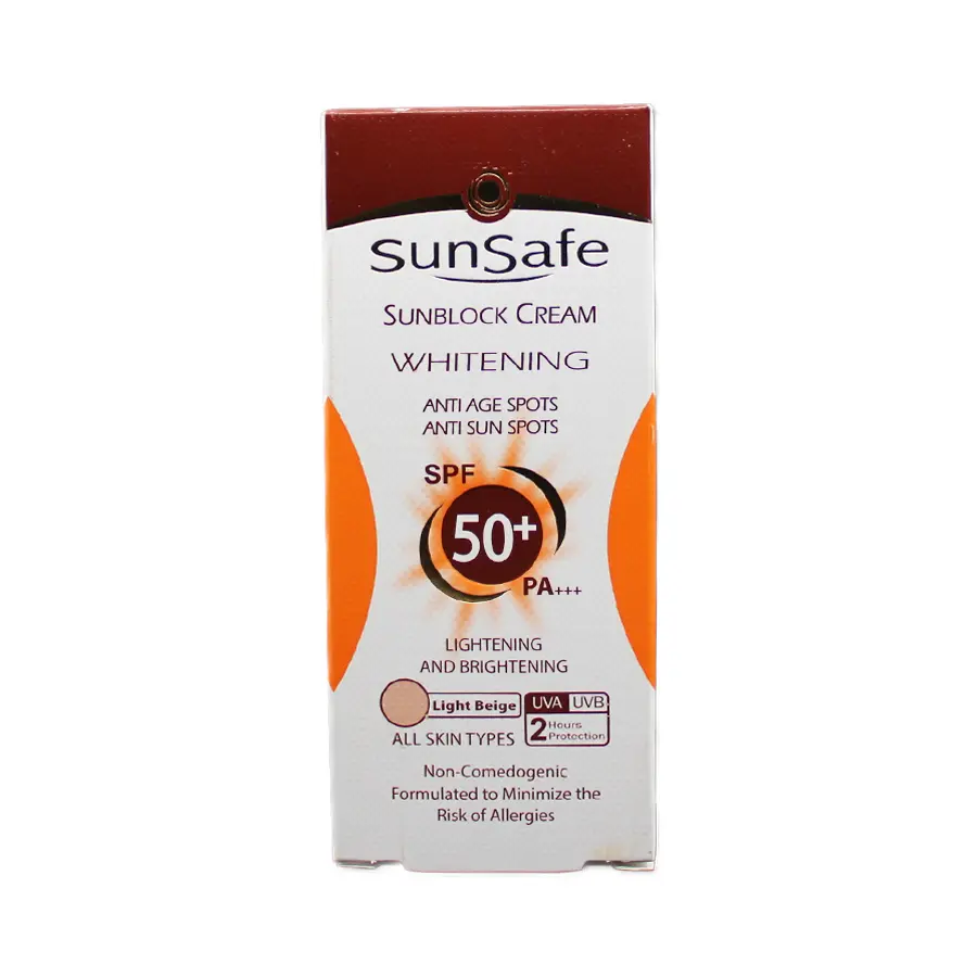 کرم ضدآفتاب روشن کننده سان سیف SPF50 بژ روشن 50 گرم 3