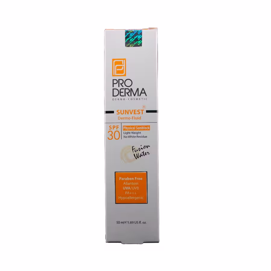 فلوئید ضدآفتاب پرودرما مناسب پوست معمولی و حساس spf30 فاقد جاذب های شیمیایی 50 میلی لیتر 1