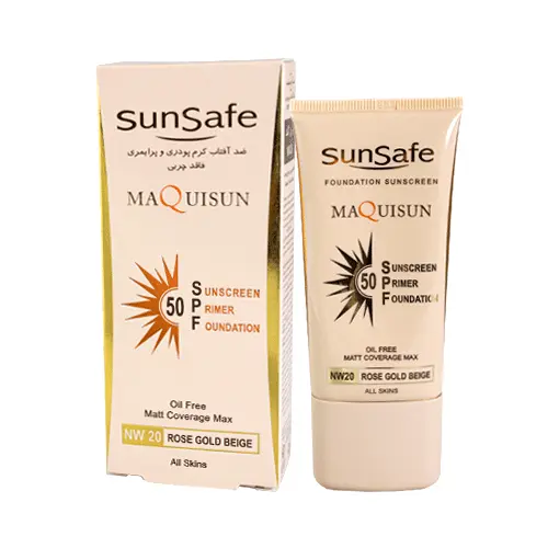 ضدآفتاب کرم پودری مکیسان NW20 سان سیف SPF50 بژ رزگلد 40 گرم 1